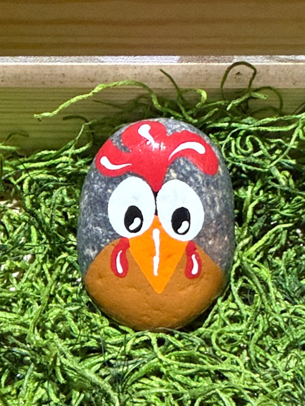 Hand-Painted Chicken Rock Trio - Bright Red & Orange Accents - Picture 3 of 5